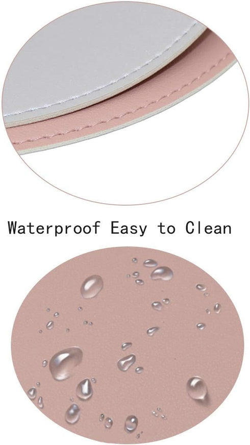 Round Mouse Pad 220x220x2mm, PU Leather Gaming Mouse Mat, Waterproof Non-Slip Smooth Design for Office, Home and Travel
