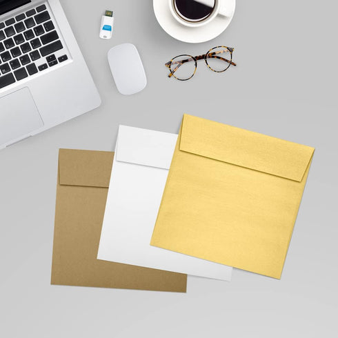 LUXPaper Square Invitation Envelopes | Gold Metallic | Peel & Press | 6" x 6" | 80lb. Text | 50 Qty