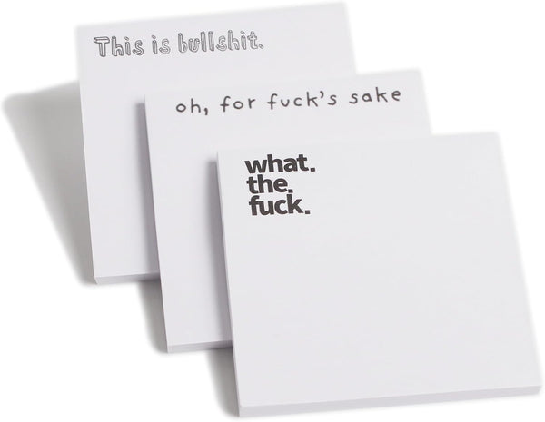 What The F*ck Sticky Notepad, Funny Sticky Note, Oh, for Fuck's Sake Novelty Notepads, 3 PCs, Sassy Desk Accessory Gifts