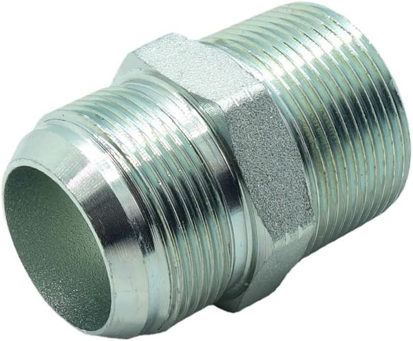 1 Piece Hydraulic Fitting Pipe Adapter 1-1/4" Male 37° Flare JIC(1-5/8"-12) x 1-1/4" Male NPT Plated Steel