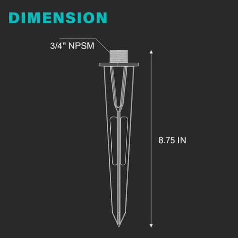 Malibu Landscape Lighting Stake Metal Outdoor Sturdy Solid Ground Spike Die-cast Aluminum for Flood Light Pathway Light In-ground Lights (1 Pack) by VenusManufacturing