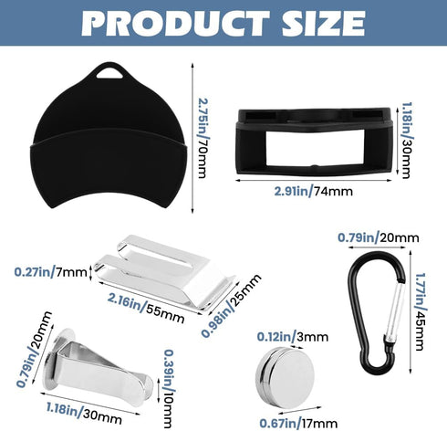 Trivolein 2.75" Zyn Holster Clip, Silicone Belt Clip & Magnetic Mount Compatible with Zyn Belt or Car Sun Visor