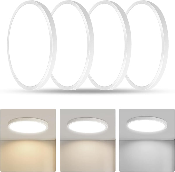 RLEDPZTX Led Flush Mount Ceiling Light,9 Inch 18w 1860lm,3000k/4000k/6000k 3CCT Selectable, Round Modern