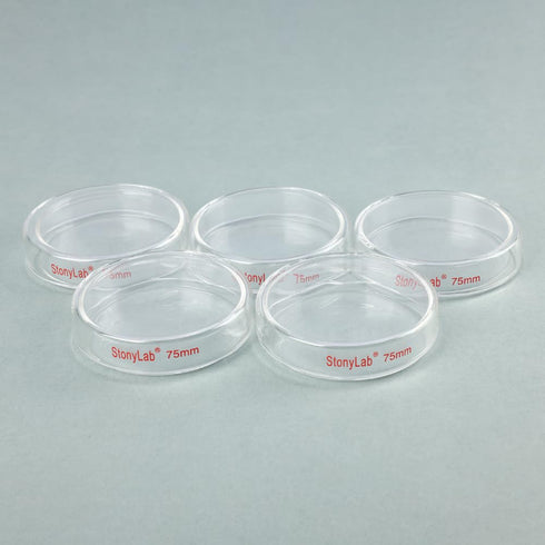 stonylab Glass Petri Dish with Lid, 5-Pack Borosilicate Glass Cell Culture Dish for Laboratory