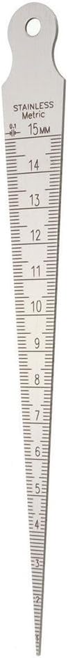 Taper Gage 1-15mm 1/32-5/8 Inch Stainless Steel Taper Welding Gauge, Inch & Metric Feeler Gap Measure Tool