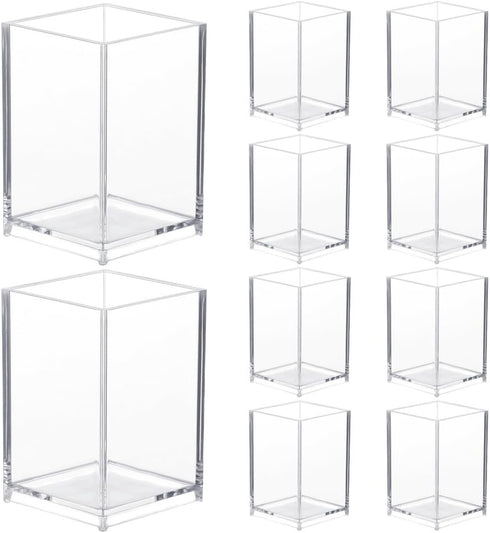 Generic Set 10 Of Acrylic Holders For Pens And Brushes, Clear Organizer Cups, Storage For Office, Home, And School