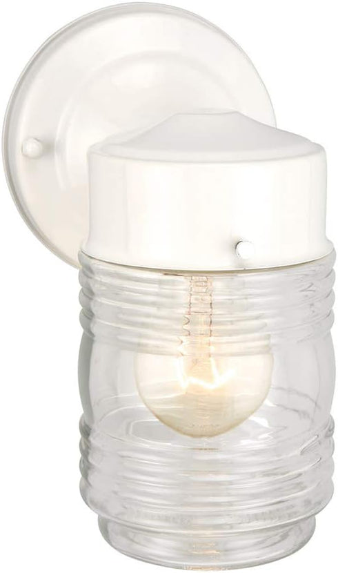 1-Light 500181 Design House Jelly Jar Outdoor Wall Light with Clear Ribbed Glass, Wet Rated for Porch, Patio