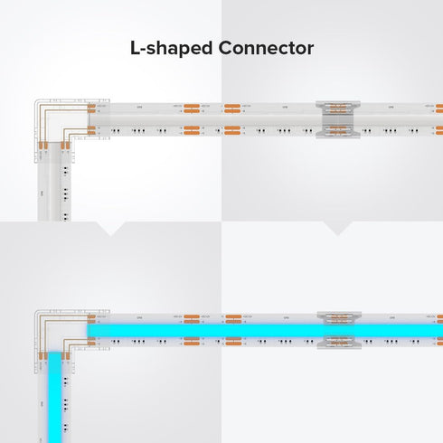 BTF-LIGHTING FCOB COB 10mm LED Strip Connector Kit, 6Pcs 4 Pin Transparent L-Shaped Connectors for PWM RGB LED Strip