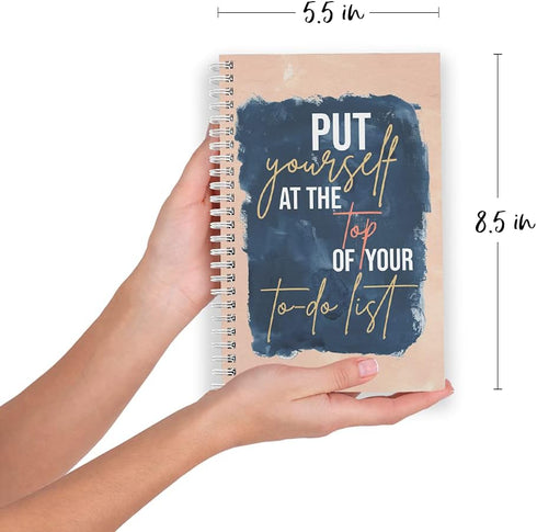 Softcover Top Of The List Motivational Spiral Notebook, 5.5" x 8.5", 120 Checklist Pages, Made in the USA