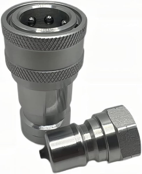 1/4" NPT ISO7241-B Hydraulic Quick Connect & Disconnect Coupler, Quick Release Coupling Set w/Dust Caps H2-63/62 by Undercarriage