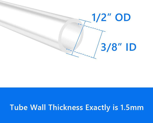 Quickun Pure Silicone Tubing, 3/8" ID x 1/2" OD High Temp Food Grade Tube for Home Brewing & Aquaponics