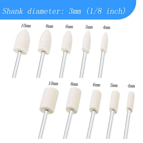 Luo ke 100 Pcs Compressed Wool Felt Polishing Head Tool Buffing Wheel for Dremel Rotary Tool with 1/8" Mandrel