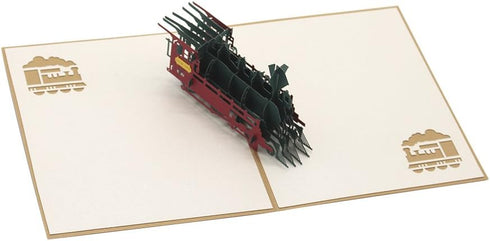 HLXFF3 Cute Star Retro Train 3D Pop Up Greeting Cards with Envelope, Gold Cover