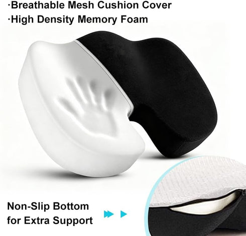 DITSONEO Memory Foam Seat Cushion for Office Chairs & Car Seat, Anti-Slip Ergonomic Chair Cushion for Pressure Relief