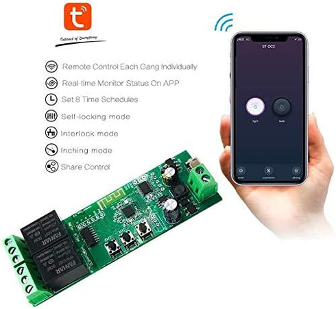 2-Channel WiFi Smart Switch Relay Module, TUYA/Smart Life App for Smart Home Remote Control