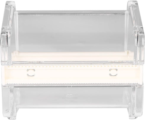 Transparent Adhesive Tape Dispenser, Desktop Washi Tape Holder with Cutter for Office (Tapes Not Included, White)