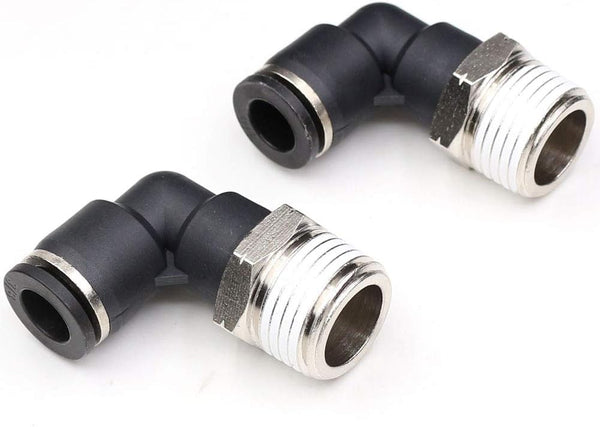 CEKER 3/8 in to 1/2 NPT Elbow Push Connect Fittings - 90 Degree Airline Fittings, 2 Packs
