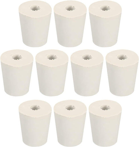 MECCANIXITY Rubber Tapered Plug, 17mm to 23mm with 8mm Hole Test Tubes Bungs Stopper White for Lab Home, 10 Pieces