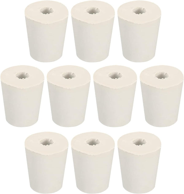 MECCANIXITY Rubber Tapered Plug, 17mm to 23mm with 8mm Hole Test Tubes Bungs Stopper White for Lab Home, 10 Pieces