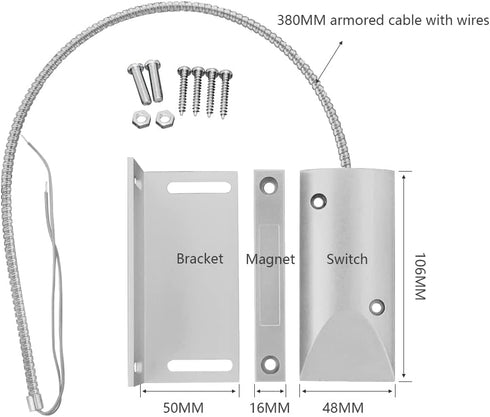 Overhead Garage Door Magnetic Switch Alarm Sensor with L Bracket Contacts
