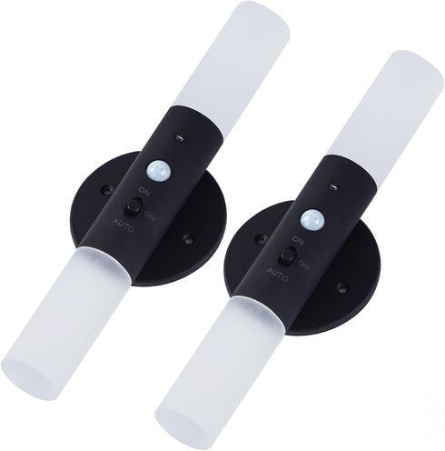 LED Motion Sensor Lights Battery Operated Wall Sconces Set of 2 Rechargeable