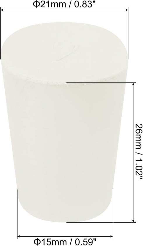 MECCANIXITY Rubber Tapered Plug 15mm to 21mm Solid Test Tubes Bungs Stopper White for Lab Home 15 Pieces