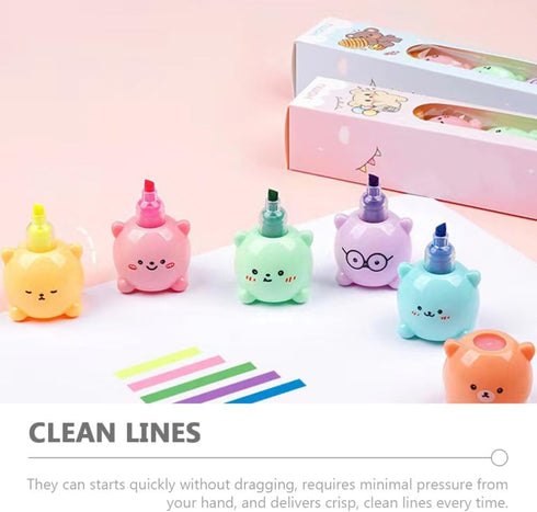 MAGICLULU Petals Highlighters Set, Bear Shape Watercolor Highlighter Pens for Office Stationery Supplies