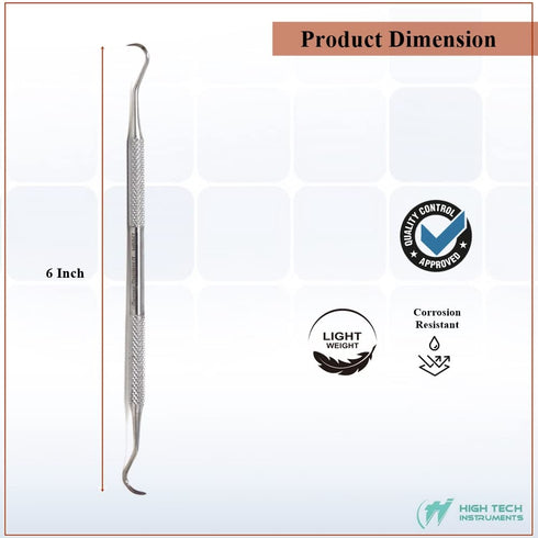 HIGH TECH INSTRUMENTS 6 H6/7 Pcs Double Ended Dental Scalers Made of Stainless Steel Reusable Tooth Pick Suitable