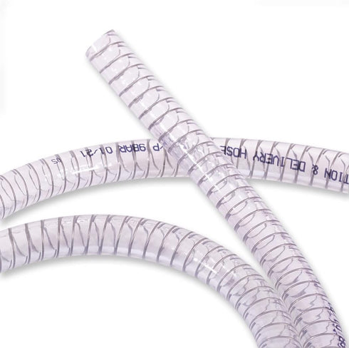 DAVCO 3/8" ID x 10 ft PVC Reinforced Tubing - High Pressure Flexible Vinyl Hose, Heavy Duty Clear Suction Tube