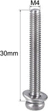 uxcell M4 x 30mm Stainless Steel Phillips Pan Head Machine Screws with Spring and Plain Washers, 5pcs
