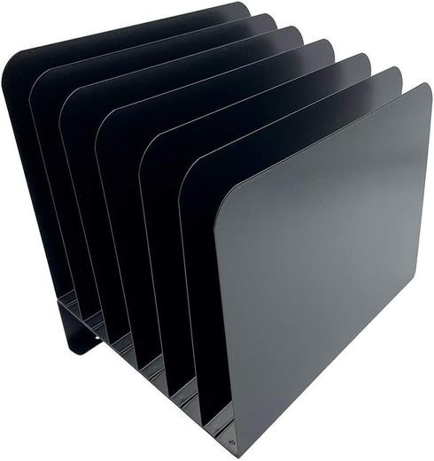 Huron Desktop File Organizer, Slant 6 Slot, Black Commercial Grade Steel for Office Storage