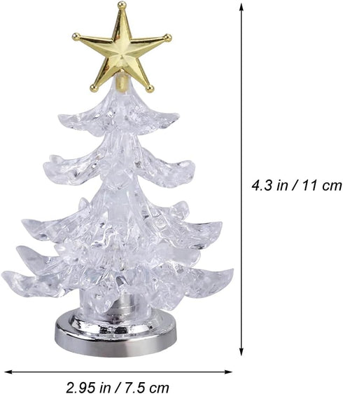 3Pcs 7-Color Angoily Tabletop Christmas Tree, Acrylic LED Night Lights USB Operated Christmas Decorations, Mini Xmas