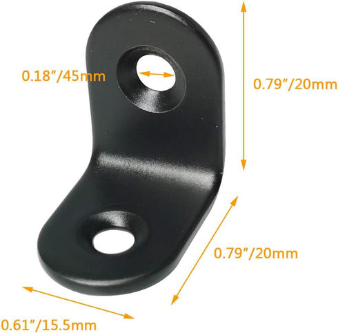 Alamic Corner Brace Right Angle Bracket - Stainless Steel Black Joint Shelf Bracket with Screws, 20 x 20mm, 12 Pcs