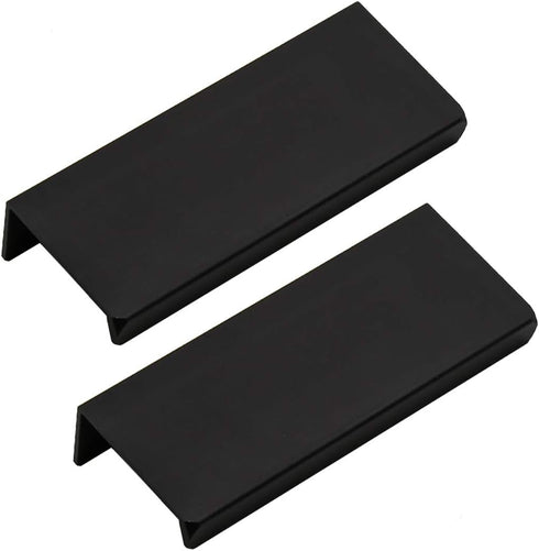 LC LICTOP 80mm/3.15" Black Modern Style Finger Edge Tab Pull Handle, Aluminum Drawer Pulls, 2Pcs