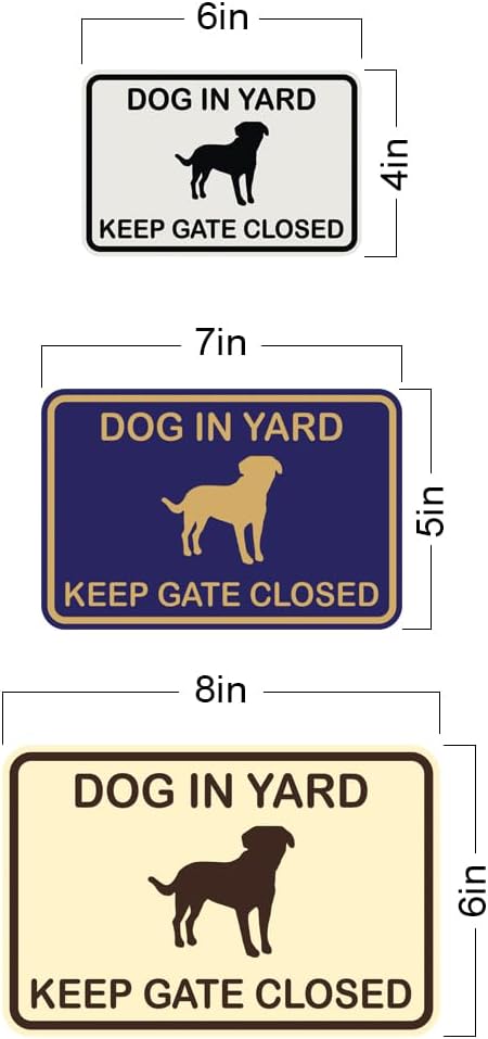 Classic Framed Dog In Yard Keep Gate Closed Wall Door Sign - Black/Gold (Small)