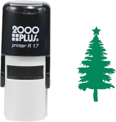 Christmas Tree 2000 Plus Self Inking Rubber Stamp - Green Ink Christmas Tree Decoration