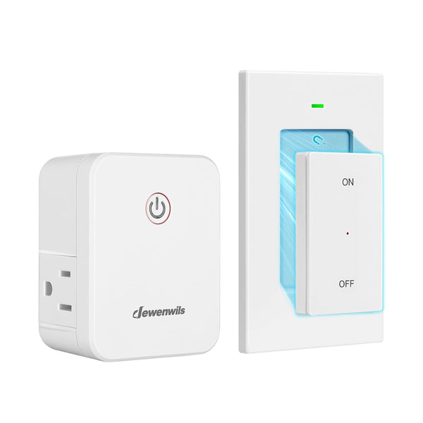 DEWENWILS Remote Control Outlet, Wireless Light Switch with 2 Side Outlets, 100 FT Range, Programmable