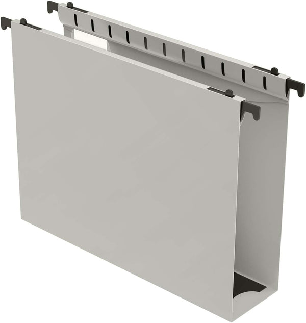 Extra Capacity Plastic Hanging File Folder, Letter Size, 12 Pack with Heavy Duty 2 Inch Expansion (Grey)