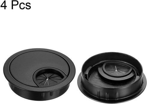 uxcell Cable Hole Cover 2.1Inch/53.5mm Zinc Alloy Desk Wire Cord Grommets for Cable Organizer, 4 Pcs Black