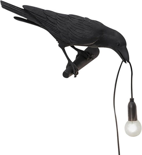 Aooxida Raven Bird Lamp,Vintage Resin Crow Lamp with E14 Blub, Wall Mounted Gothic
