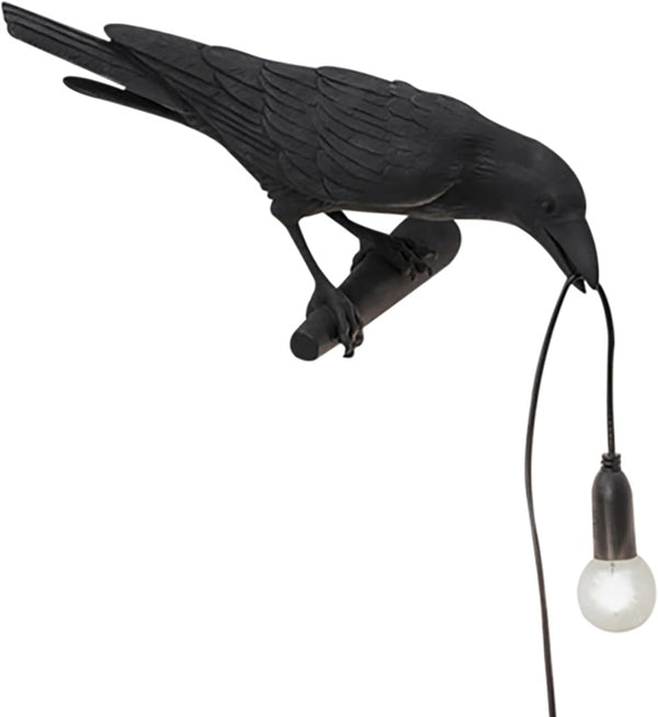 Aooxida Raven Bird Lamp,Vintage Resin Crow Lamp with E14 Blub, Wall Mounted Gothic