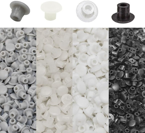 100Pcs 3/16 Inch 5 mm Closet Plastic Hole Plugs, White Screw Hole Covers, Round Button Top Shelf Hole Plugs Cabinet