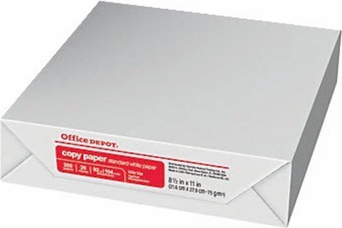 Office Depot 8.5X11 Inch Letter Size Acid Free Laser Inkjet Paper, Bright White, 500