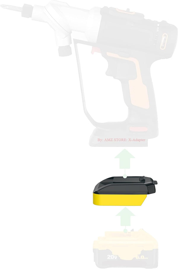 Adapter Upgrade for Worx 20v USA Version Tools for use with DeWalt 20v MAX Slider Li-Ion Batteries - Adapter Only