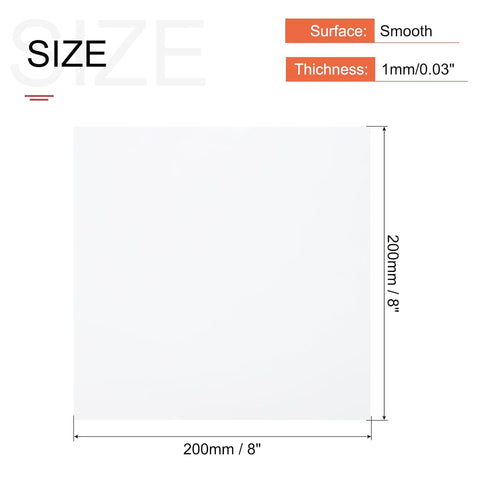 MECCANIXITY White ABS Plastic Sheet 8 x 8 x 0.04 Inch for Building Model, Pack of 2 Pcs