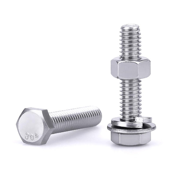 1/4-20 x 1-1/2" Stainless Steel Hex Bolts - 10 Sets with Nuts and Washers, 304 SS 18-8