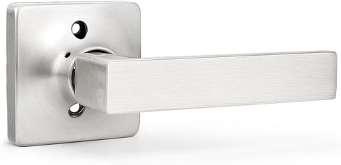GOBEKOR Brushed Nickel Lever Door Handle - Dummy Door Levers for Square Closet, Non-Turning Door Handle
