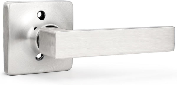 GOBEKOR Brushed Nickel Lever Door Handle - Dummy Door Levers for Square Closet, Non-Turning Door Handle