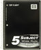 Top Flight Standards 5-Subject Wirebound Notebook, 200 Sheets, 3-Hole Punched, Wide Rule, 10.5 x 8 Inches, Color May