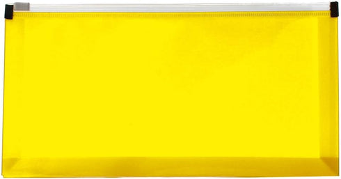 JAM PAPER Plastic Envelopes with Zip Closure, #10 Booklet Wallet, Yellow, 12/Pack